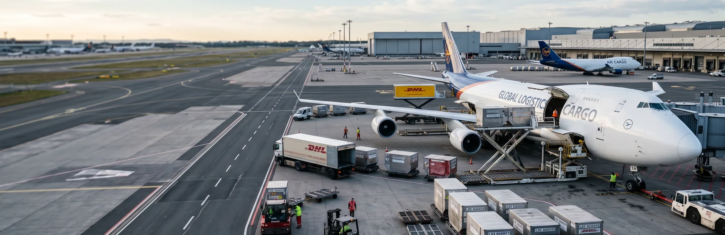 Frachtflugzeug beim Beladen am Flughafen
